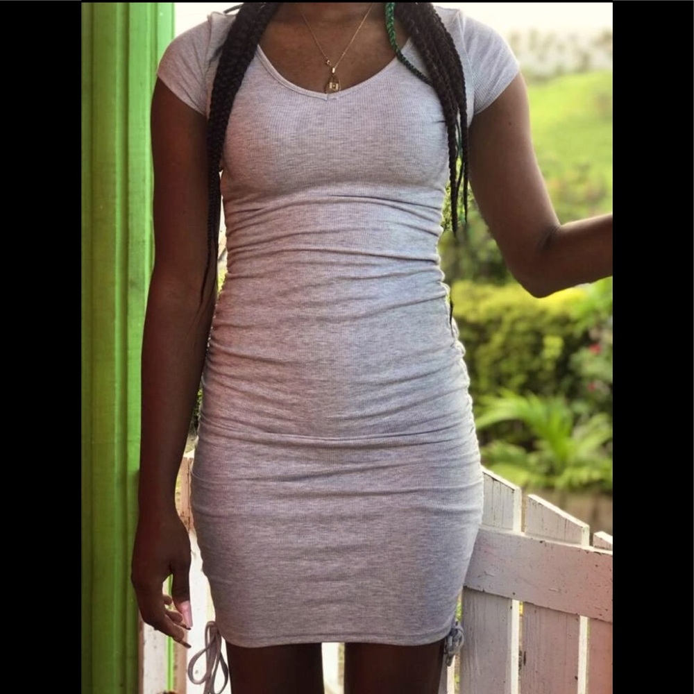 Gray Ruched Side Dress